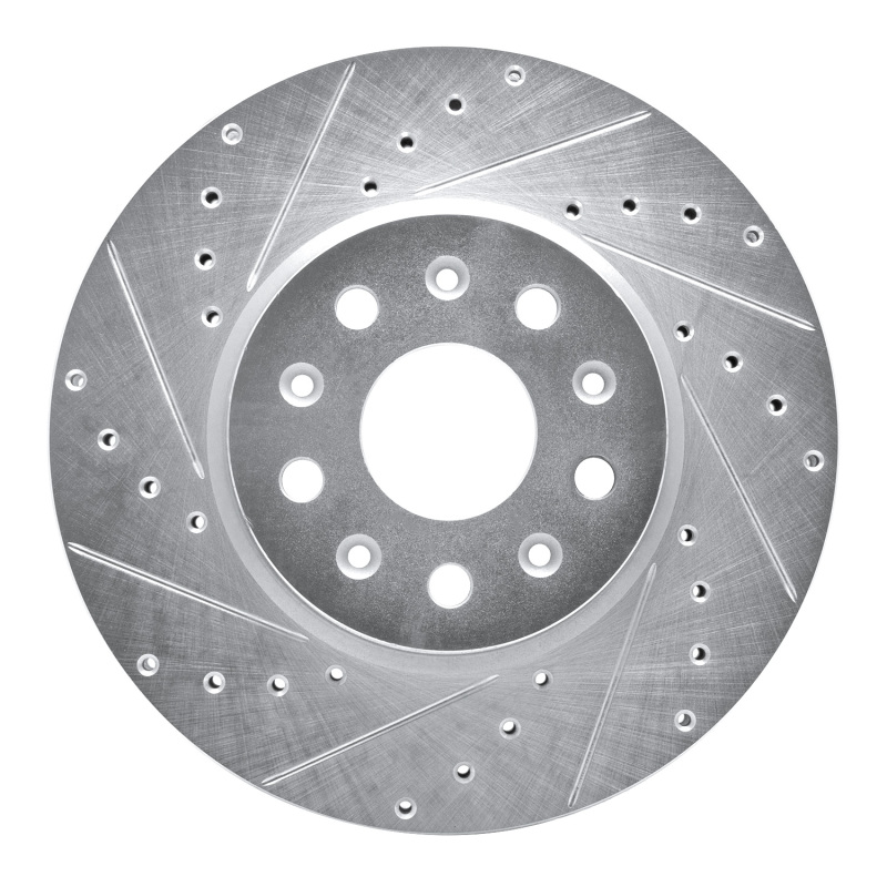 Cadillac CT5 Brake Rotor (1) - Front Left - R1 Concepts - Drilled & Slotted - Silver - `16-`25
